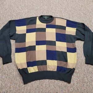Orvis Sweater Men XL Multi Check Pullover Cotton Fishing Outdoors Camping Hiking